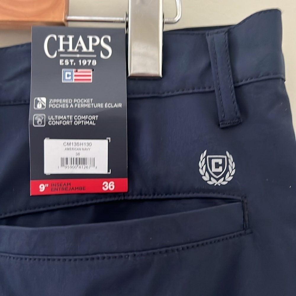 Chaps Mens Navy Cargo Golf Shorts Size 36 Comfort Stretch NWT - Picture 3 of 6